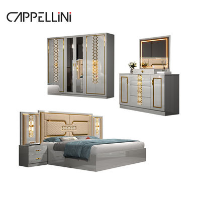 Home Meesterkamer Dubbel Lederen King Size Bed Groothandel Goedkoop Modern Luxe Queen Houten Mdf Volledige Bedkamer Meubels Set