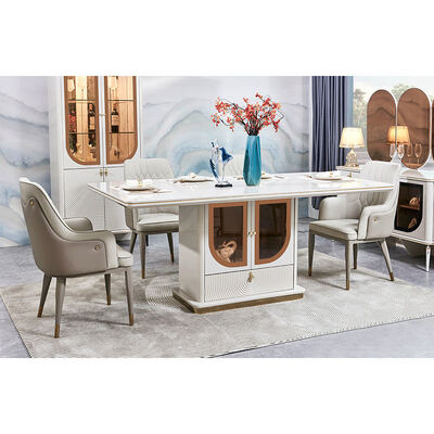 Elegante luxe eettafel en stoelen Set 6 zitplaatsen Meubelen Huisopslag Wit Compleet Moderne Grote Houten Eetkamer Sets