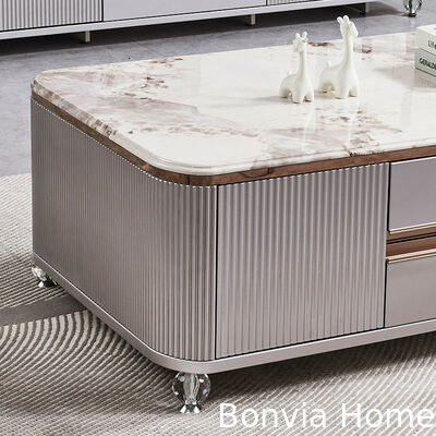 Moderne Luxe Houten Woonkamer Centrale Salontafel Woonmeubilair Grote Opslag Marmer Leisteen TV-meubel en Salontafel Set