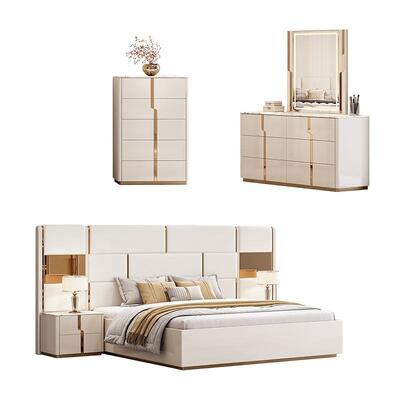 Nieuw design Luxe king size bed Dubbel Bed Modern Bedroom Meubels Set Houten Bedroom Sets met Dressing Table Chest of Drawers