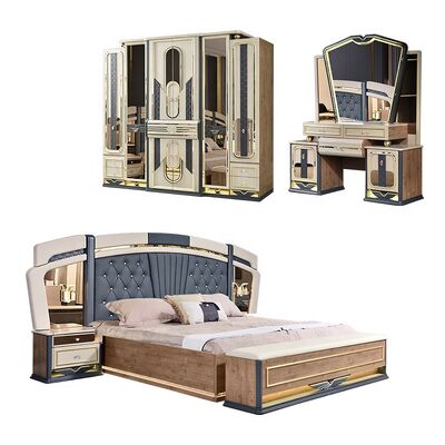 Chambre a Coucher Compleet De Luxe Bedroom Sets King Size Bed Home Room Dubbel Houten Frame Moderne Luxe Bedroom Meubels Set