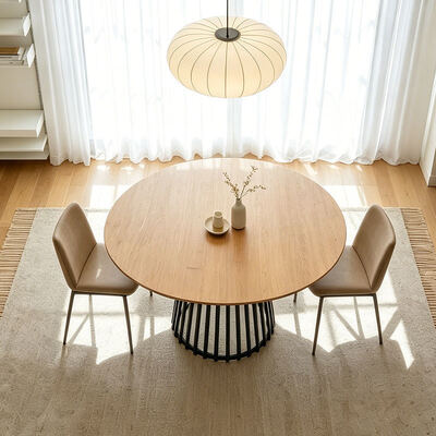 Minimalistische stijl rechthoekige Live Edge Eettafel Metalen basis Eetkamermeubelen Houten Moderne Eettafel Set 6 zitplaatsen