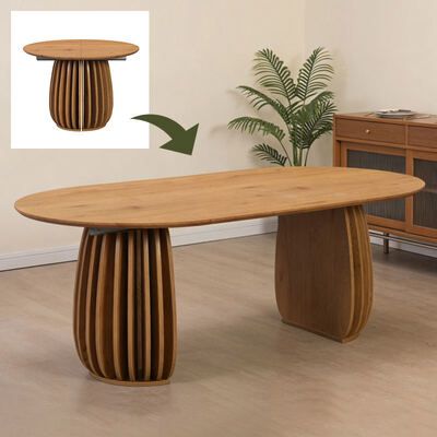 Moderne houten opvouwbare uitbreidbare eettafel Eetkamermeubilair Noorder Huisrestaurant Luxe uitbreidbare eettafel set