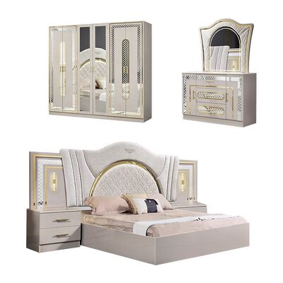 Compleet Slaapkamer Meubelset Kingsize Bed Slaapkamer Suite Houten Frame Moderne Luxe Slaapkamer Meubelset