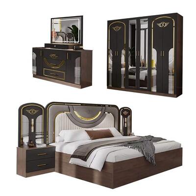 Groothandel Turkse moderne slaapkamermeubels Set Compleet 5 stukken King Size Bedroom Houten frame Home Meubels Bedroom Sets