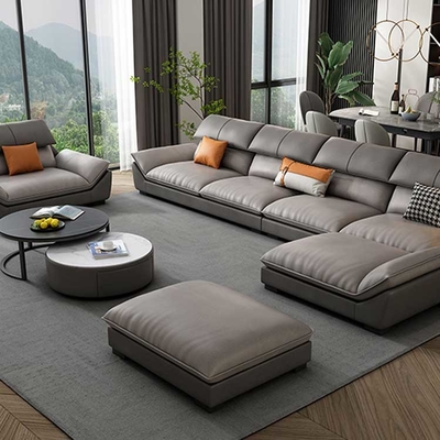 Houten Comité MDF Sectioneel Laag Modern Leer Sofa Set 330*175*95cm