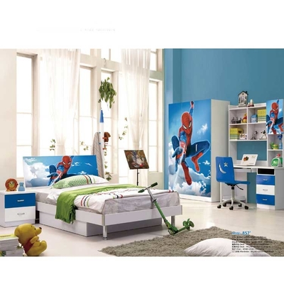 De stevige Houten Blauwe Witte Spiderman-Kinderenslaapkamer plaatst 2m