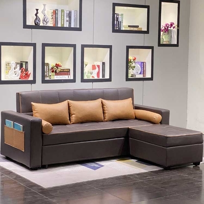 Cappellini Sectioneel Houten Pu Stevig Houten Sofa Bed With Chaise 2.2m