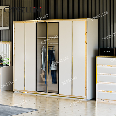 Hedendaags wit leder hoofdbord Hout King Size Bed Home Dubbel Modern Luxe Houten Mdf Volledige slaapkamermeubelset