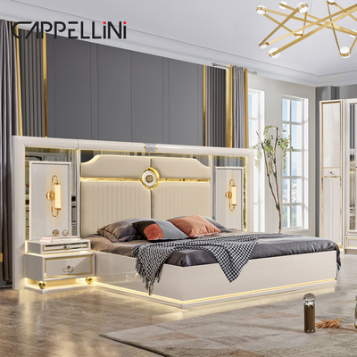 Luxe houten frame king size lederen slaapkamer sets dubbele huis koningin hout modern full bedroom meubels set
