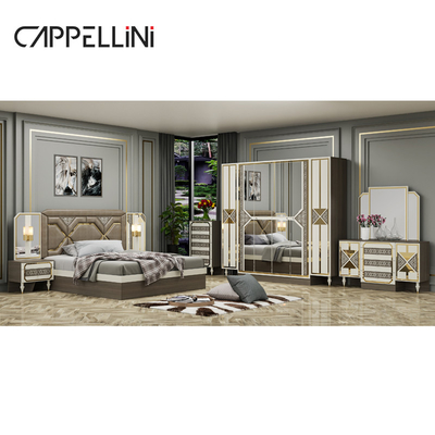 Goedkope moderne houten frame dubbel king size leer bed leder hoofdbord luxe houten huishoudelijk meubilair koningin slaapkamer set