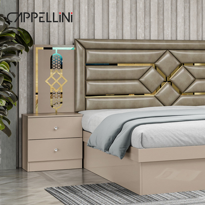 Goedkope prijs Queen Size Houten hoofdpaneel Modern Lederen Bed Rom Suite Luxe King Size Mdf Volledige slaapkamermeubelset