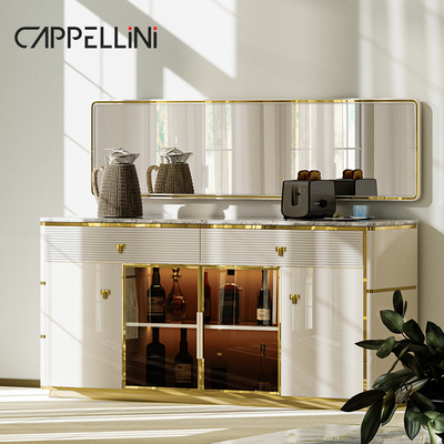 Moderne wit glas scherm wijnkast bar woonkamer meubels opslag rack luxe houten wijnkast voor thuis