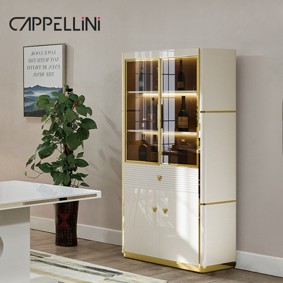 Moderne wit glas scherm wijnkast bar woonkamer meubels opslag rack luxe houten wijnkast voor thuis