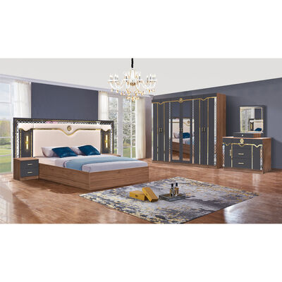 China Groothandel Goedkoop Houten MDF King Size Bed Set 5 stukken Dubbelkamer Moderne Luxe Houten Frame Bedroom Sets Meubelen