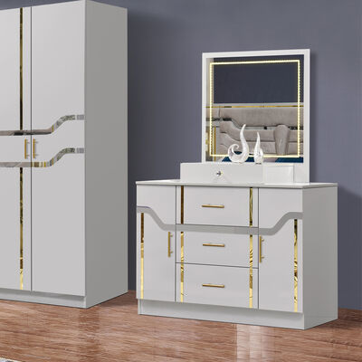 China Groothandel Goedkoop Houten MDF King Size Bed Set 5 stukken Dubbelkamer Moderne Luxe Houten Frame Bedroom Sets Meubelen