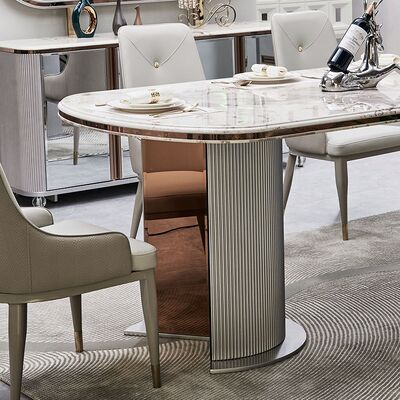 Volledige Luxe Houten Eetkamer Set 6 zitplaatsen Huismeubelen Luxe Grote Hout Moderne Marmeren Eettafel Set 4 Stoelen