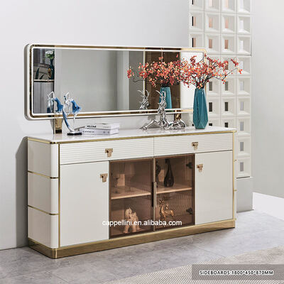 Witte moderne luxe eettafel met 6 zitplaatsen Houten eettafelmeubelen Compleet huis Houten raam Eettafel met 4 stoelen