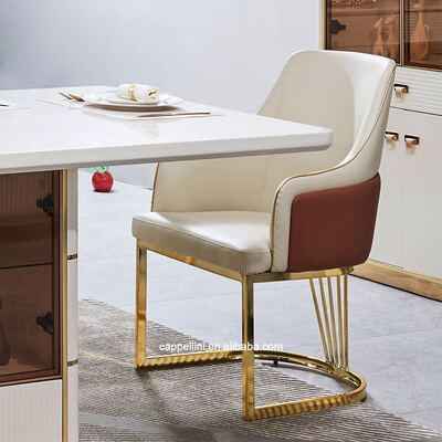 Witte moderne luxe eettafel met 6 zitplaatsen Houten eettafelmeubelen Compleet huis Houten raam Eettafel met 4 stoelen