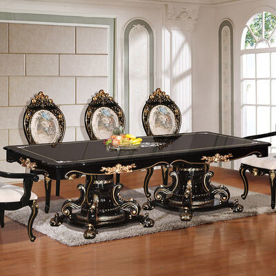 Europese klassieke stijl luxe eetkamer tafel set 6 zitplaatsen stoelen compleet huis antiek houten grote eetkamer sets meubels