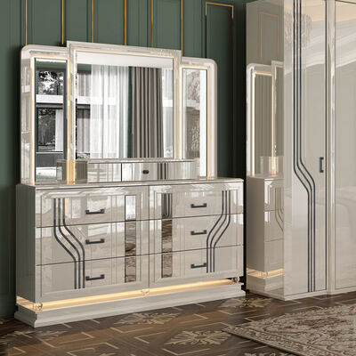 Turkse stijl moderne volwassenenkamer dubbele slaapkamer suite huis opslag houten frame luxe king size complete slaapkamer meubelset