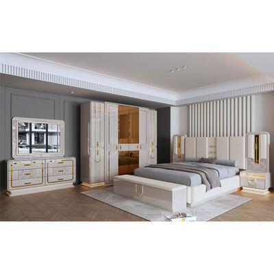 Moderne Luxe Royale Complete Slaapkamer Sets Hout King Size Bed Home Kamer Dubbele Houten Frame Slaapkamer Meubelset