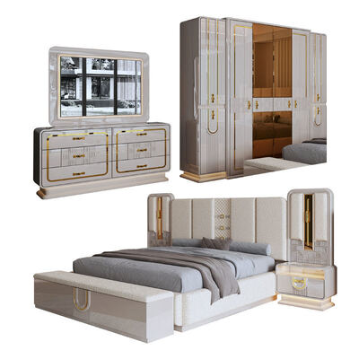 Moderne Luxe Royale Complete Slaapkamer Sets Hout King Size Bed Home Kamer Dubbele Houten Frame Slaapkamer Meubelset