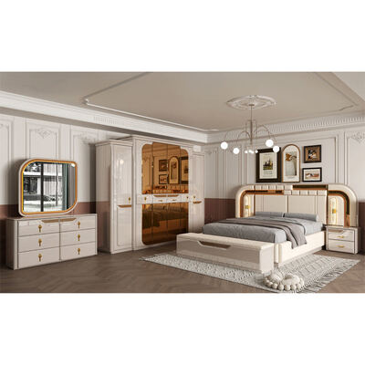 Europese stijl koninklijke luxe slaapkamer sets moderne tweepersoonsbedden thuis opslag houten frame complete king size slaapkamer meubels set