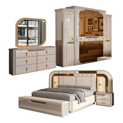 Europese stijl koninklijke luxe slaapkamer sets moderne tweepersoonsbedden thuis opslag houten frame complete king size slaapkamer meubels set