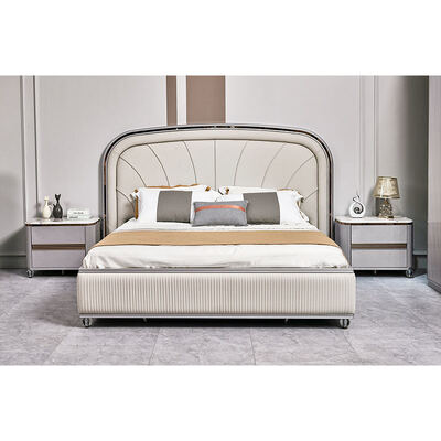 Contemporary Luxury Leather Double Bed Complete Bedroom Sets Master Room Houten Frame Modern King Size Bedroom Meubels Set
