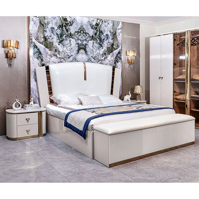 Houten Luxe Lederen King Size Bed Volledige Slaapkamer Sets Dubbele Volwassen Kamer Houten Frame Compleet Modern Luxe Slaapkamer Meubelset