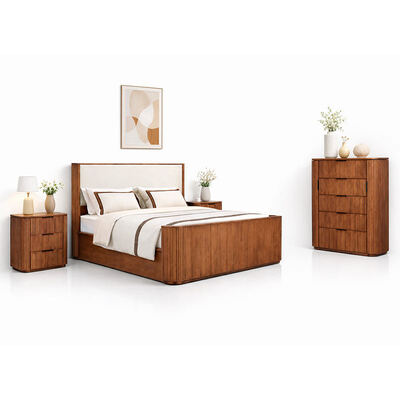 Modern massief hout king size slaapkamer set dubbele bed master kamer huis opslag houten frame compleet luxe slaapkamer meubels set
