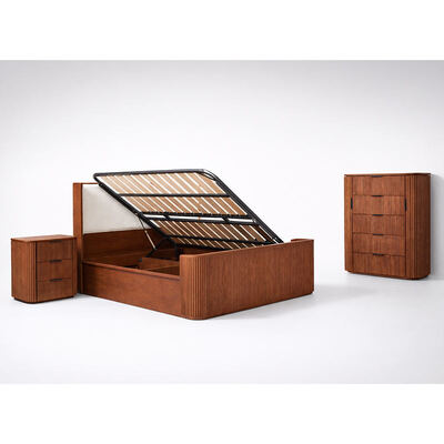 Modern massief hout king size slaapkamer set dubbele bed master kamer huis opslag houten frame compleet luxe slaapkamer meubels set