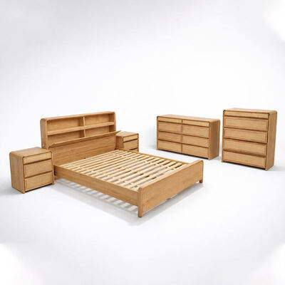 American Classic Solid Wood Complete Bedroom Set King Size Bed Double Home Room Moderne Luxe Houten Bedroom Meubels Set