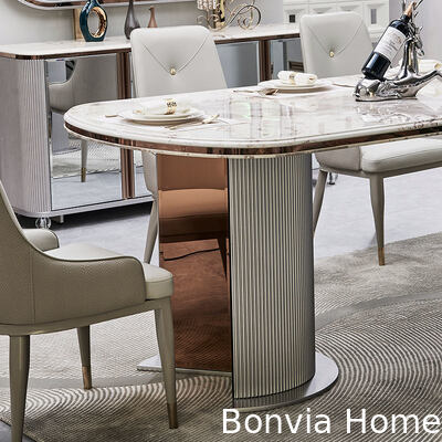 Volledige Luxe Houten Eetkamer Set 6 zitplaatsen Huismeubelen Luxe Grote Hout Moderne Marmeren Eettafel Set 4 Stoelen