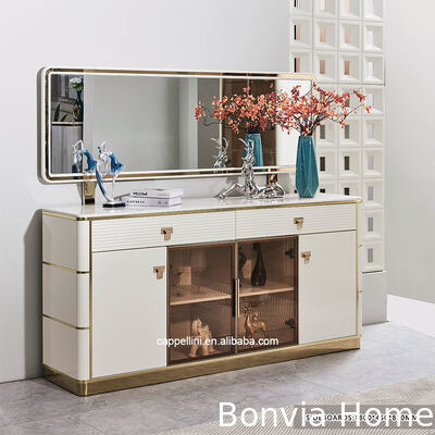 Witte moderne luxe eettafel met 6 zitplaatsen Houten eettafelmeubelen Compleet huis Houten raam Eettafel met 4 stoelen