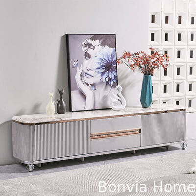 Modern Design Luxe Houten TV-meubel Woonmeubilair Lade Opbergmarmer Leisteen Top Grote Lange Houten Woonkamer TV-kast