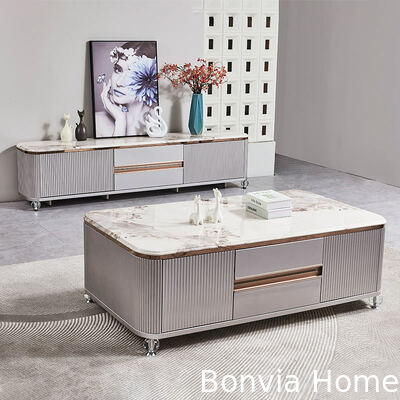 Modern Design Luxe Houten TV-meubel Woonmeubilair Lade Opbergmarmer Leisteen Top Grote Lange Houten Woonkamer TV-kast