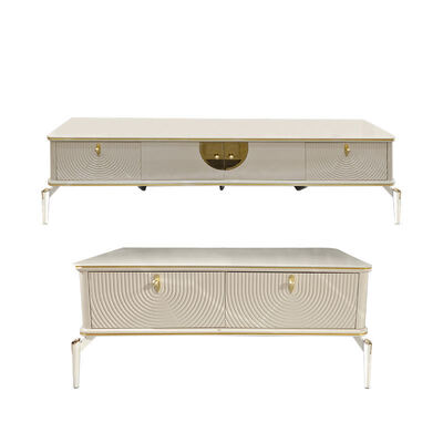 Modern Design Rechthoekige Witte Houten TV-meubels Woonkamer Meubels Grote Opbergruimte Houten Luxe Huis TV-kast