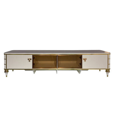 Hoogwaardige Noordse witte houten tv-stand Opbergruimte Huismeubelen Hotel Moderne luxe MDF woonkamer Tv-kast