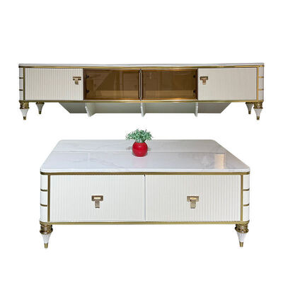 Hoogwaardige Noordse witte houten tv-stand Opbergruimte Huismeubelen Hotel Moderne luxe MDF woonkamer Tv-kast