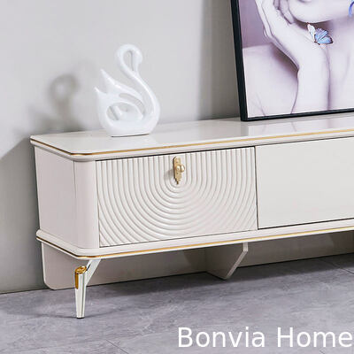 Witte moderne eenvoudige TV-stand en koffietafel set Home Storage Grote vierkant Houten luxe woonkamer Centrum Koffietafel