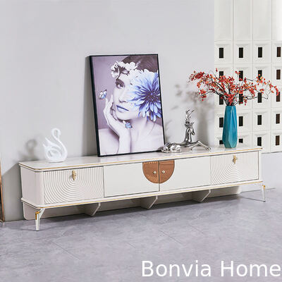 Witte moderne eenvoudige TV-stand en koffietafel set Home Storage Grote vierkant Houten luxe woonkamer Centrum Koffietafel