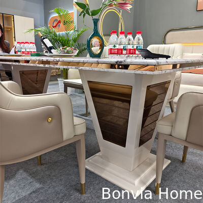 Modern Luxe House Houten Eettafel Set 6 zitplaatsen Stoelen Rechthoekig Huis Restaurant Compleet Eetkamer Meubels Set