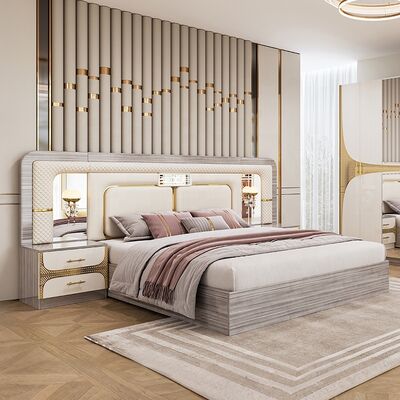 Foshan Groothandel Goedkoop Turkse slaapkamer sets king Size Bed Frame Luxe Home Room Suite Houten moderne slaapkamer meubels set