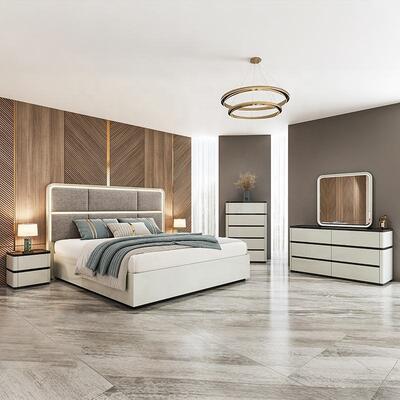 Chambre a Coucher Compleet Luxe Bedroom Sets Verlicht Hoofdstuk King Size Bed Houten Frame Dubbele Moderne Bedroom Meubels Set