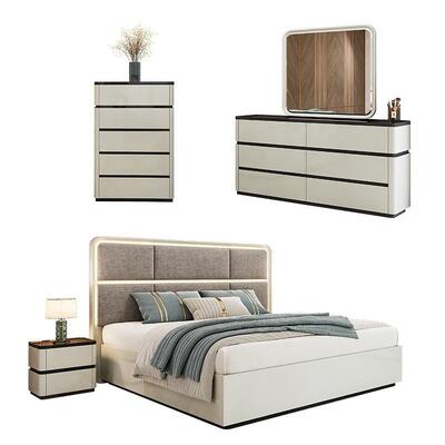 Chambre a Coucher Compleet Luxe Bedroom Sets Verlicht Hoofdstuk King Size Bed Houten Frame Dubbele Moderne Bedroom Meubels Set