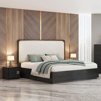 Minimalistische king size bed Luxe slaapkamer sets Hotel Appartement Houten frame Moderne slaapkamermeubels met kast