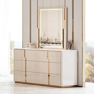 Nieuw design Luxe king size bed Dubbel Bed Modern Bedroom Meubels Set Houten Bedroom Sets met Dressing Table Chest of Drawers