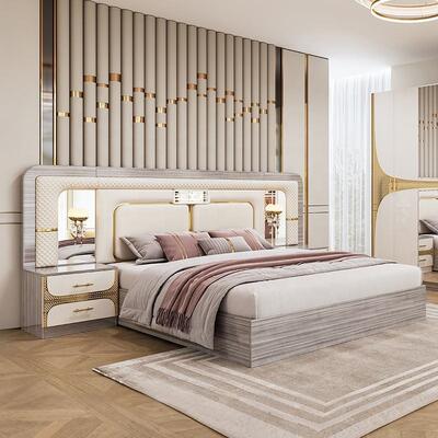 Foshan Groothandel Goedkoop Turkse slaapkamer sets king Size Bed Frame Luxe Home Room Suite Houten moderne slaapkamer meubels set